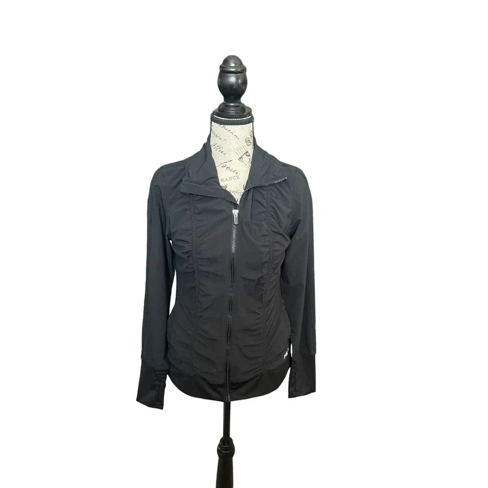 Fila Sport Black Zippered Jacket with ruched front detail